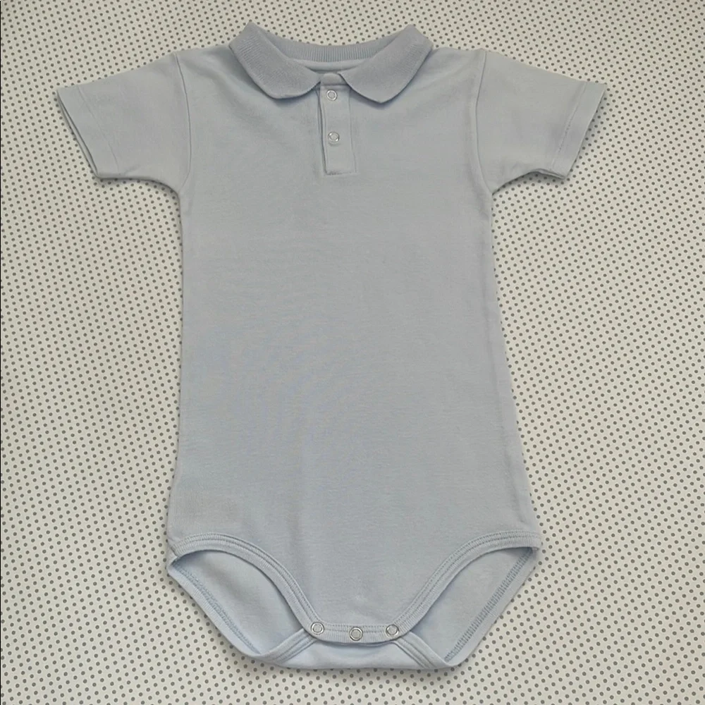 Petit Bateau Light Blue Polo Colar Bodysuit